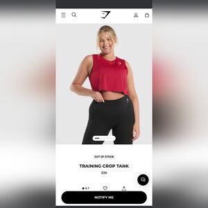 Gymshark Training Crop Tank - XL Burgundy - Like new w/o tags